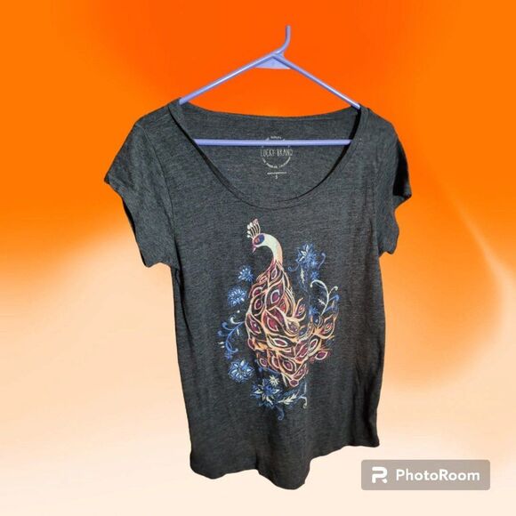 Lucky Brand Peacock Tee Women's Size‎ S (C75) - Picture 1 of 2